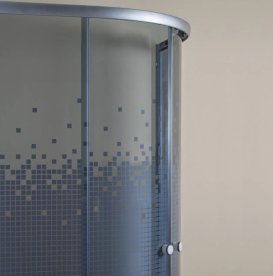 Душова кабіна Sansa 90х90 см профіль сатин/скло прозоре з візерунком мозаїка сірий S-90/40М