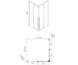 Душевая кабина Volle Aiva раздвижная 100х100 см хром/прозрачное стекло 10-22-680glass