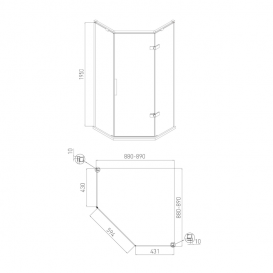 Душова кабіна Volle Nemo 90x90 см орні права скло хром / прозорий 10-22-170Rglass