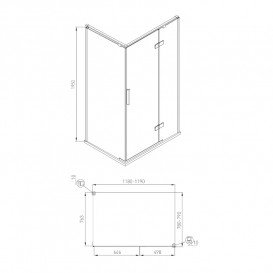 Душова кабіна Volle Nemo розпашна права 120х80 см дзеркальний хром/прозоре скло 10-22-171Rglass