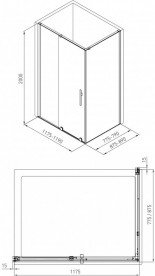 Душова кабіна Volle Teo 117,5х87,5 профіль хром/прозоре скло 10-22-333