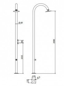 Душова колона Ama Cometa вулична з двома змішувачами та лійкою для душу нержавіюча сталь CM4650L