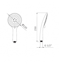 Душевая лейка GRB Hidromasaje с тремя режимами латунь хром 05010013