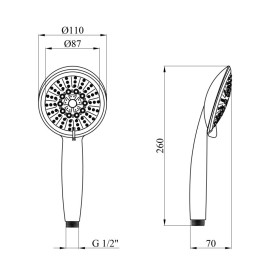 Душова лійка Kroner KRM-C722 ⌀110 мм пластик хром CV035444