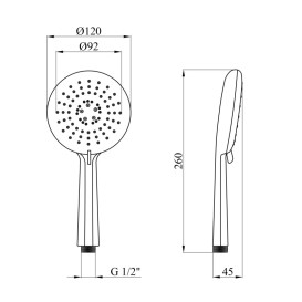 Душова лійка Kroner KRM-C724 ⌀120 мм пластик хром CV035446