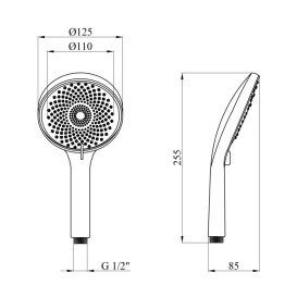 Душевая лейка Kroner KRM-C725 ⌀125 мм пластик хром CV035447