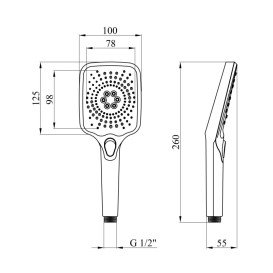 Душевая лейка Kroner KRM-C727 100х125 мм пластик хром CV035449