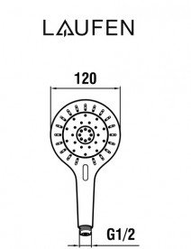 Душова лійка Laufen MyTwin ⌀120 мм 3 режими з RubiClean та Ecochoice хром/чорний H3619820743711