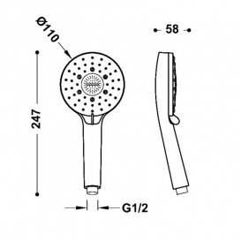 Душова лійка Tres Ø110 мм 5 режимів АБС-пластик хром 29963115