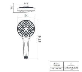 Душова лійка Villeroy & Boch Embrace Ø114 мм 3-режимна пластик хром TVS1084120161