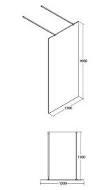Душова перегородка Besco Aveo Due Walk-In 120х195 см матовий чорний/прозоре скло ADB-120-195C