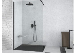 Душевая перегородка Besco Aveo Walk in 120х195 см профиль черный матовый/прозрачное стекло AVB-120-195C