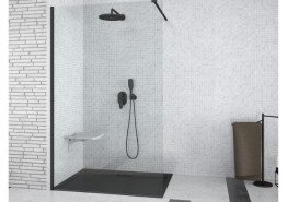 Душевая перегородка Besco Aveo Walk in 140х195 см профиль черный матовый/прозрачное стекло AVB-140-195C