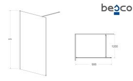 Душевая перегородка Besco Eco-N Walk in 90х195 см профиль хром/прозрачное стекло EN-90-195C