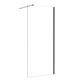 Душова перегородка Besco Eco-N Walk-In 100х195 см збройовий метал/прозоре скло ENGM100-195C