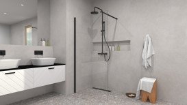 Душова перегородка Besco Eco-N Walk in 110х195 см профіль матовий чорний/прозоре скло ENB-110-195C