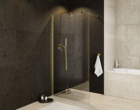 Душевая перегородка Besco Eco-N Walk in 120х195 см профиль золото/прозрачное стекло ENG-120-195C