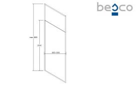 Душевая перегородка Besco Icon Walk in 100х200 см профиль черный матовый/прозрачное стекло IC-100-200C