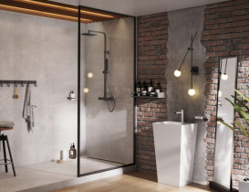 Душевая перегородка Besco Icon Walk in 100х200 см профиль черный матовый/прозрачное стекло IC-100-200C