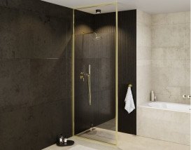 Душова перегородка Besco Icon Walk in 120х200 см профіль золото/прозоре скло ICG-120-200C