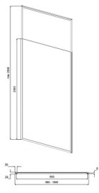 Душевая перегородка Besco Icon Walk-In 100х200 см оружейный металл/прозрачное стекло ICGM100-200C