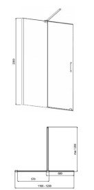 Душова перегородка Besco Vayo Walk-In 120х200 см розсувна матовий чорний/прозоре скло VYB-120-200C