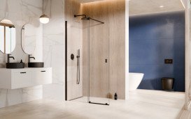 Душова перегородка Besco Vayo Walk-In 120х200 см розсувна матовий чорний/прозоре скло VYB-120-200C
