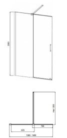 Душевая перегородка Besco Vayo Walk-In 140х200 см раздвижная золото/прозрачное стекло VYG-140-200C