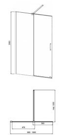 Душова перегородка Besco Vayo Walk-In 100х200 см розсувна збройовий метал/прозоре скло VYGM100-200C