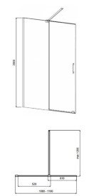 Душевая перегородка Besco Vayo Walk-In 120х200 см раздвижная оружейный металл/прозрачное стекло VYGM120-200C