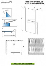 Душова перегородка Radaway Modo New Black II 155 см чорний/прозоре скло 389155-54-01W