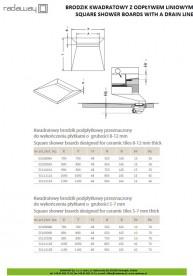 Душевая плита Radaway RadаDrain с линейным желобом 1190x1190 мм 5CL1212A