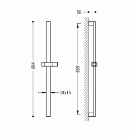 Штанга для душу Tres Project 659 мм латунь хром 134516