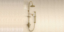 Душевая система Burlington Avon с внешним термостатом верхним и ручным душем золото H13-CL GOL