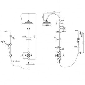 Душова система Burlington Avon з зовнішнім термостатом верхнім і ручним душем золото H13-CL GOL