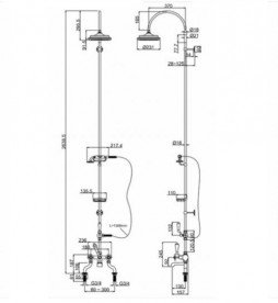 Душевая система Burlington с двухвентильным смесителем верхним и ручным душем H196-CL CHR