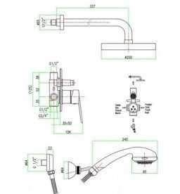 Душевая система Fiore Kevon с верхним и ручным душем хром 81CR6519