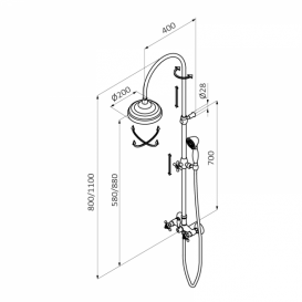 Душова система GRB Classique з двохвентильним змішувачем зістарена латунь 229199