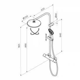 Душова система GRB Dry з термостатом верхнім і ручним душем чорний матовий 44435442XL