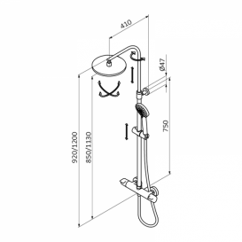 Душевая система GRB Premier термостатическая с раздвижной стойкой хром 50425500TL