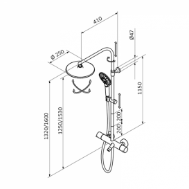 Душевая система GRB Time термостатическая с раздвижной стойкой хром 47450470TL