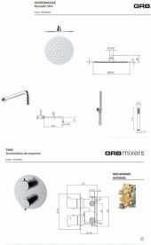 Душова система GRB Time з термостатом верхнім та ручним душем хром 07047010