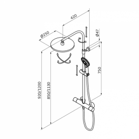 Душевая система GRB Time термостатическая с раздвижной стойкой хром 47432470TL