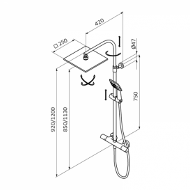 Душевая система GRB Winner термостатическая с раздвижной стойкой хром 44425440TL