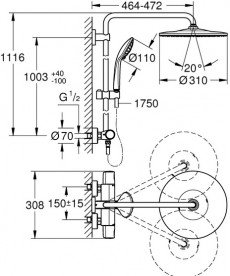 Душевая система Grohe Euphoria System 310 с термостатом хром 26075001