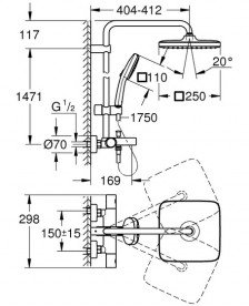 Душова система Grohe Quickfix Vitalio Comfort 250 з термостатом хром 26984001
