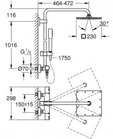 Душевая система Grohe  QuickFix Vitalio Joy System 230 с термостатом хром 26365000