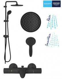 Душевая система Grohe Vitalio Start System 250 с термостатом Precision Start черный матовый UA303904TR