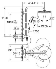 Душевая система Grohe Vitalio Start System 250 с термостатом хром 26678001