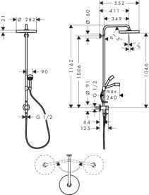 Душова система Hansgrohe Axor One 280 1jet з термостатом хром 48796000
